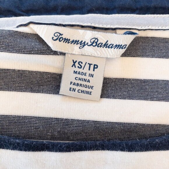 Tommy Bahama XS Navy White Stripe Dress Side Pockets Drawstring Casual Beach - Picture 3 of 3